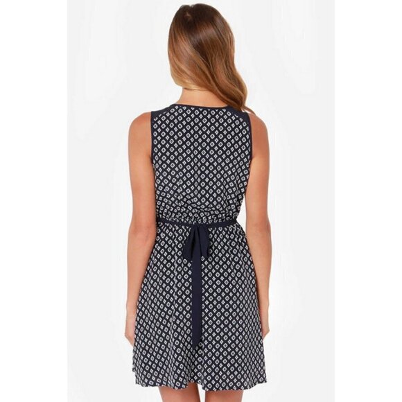 💕LULUS💕 Captivated By You Navy Blue Print Dress ~ Medium - Picture 5 of 14